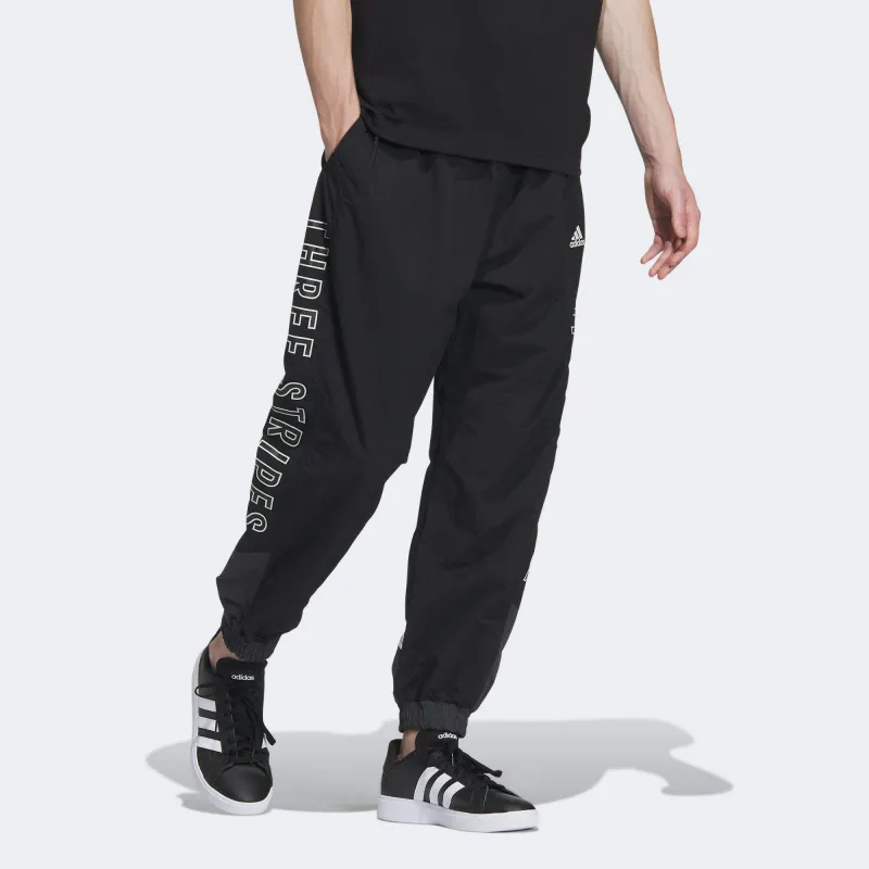 Adidas Wording Woven Sweatpants Men's Black-4
