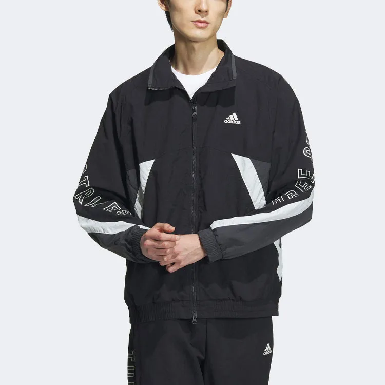 Adidas Wording Jackets Coats Unisex Black-1
