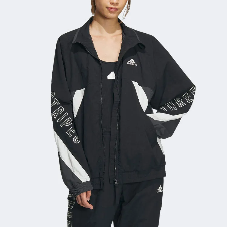 Adidas Wording Jackets Coats Unisex Black-5