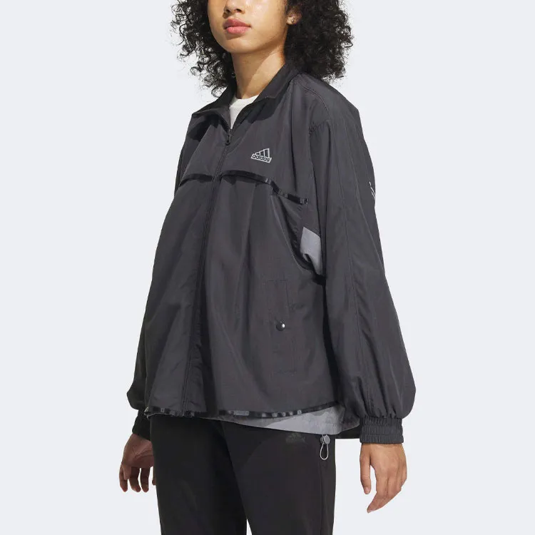 Adidas Wording Jackets & Coats Women's Black Gray-1