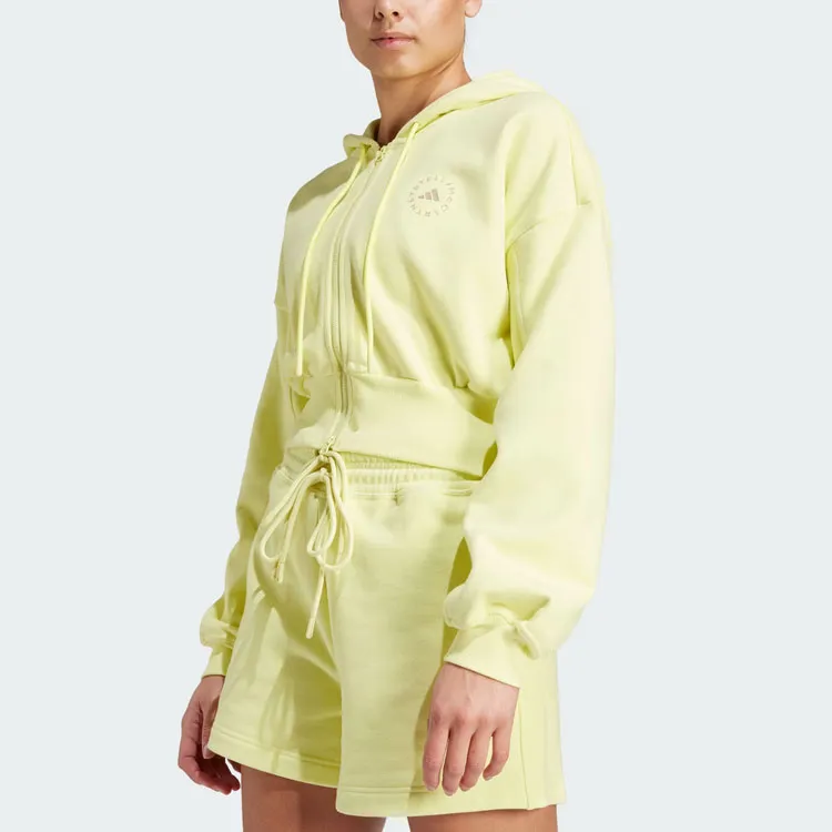 Adidas x Stella McCartney Sportswear Cropped Hoodie Jackets Coats Women's Pink Yellow-2