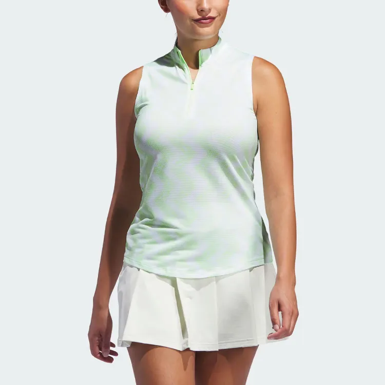 Adidas Women's Ultimate365 Ottoman Printed Sleeveless Polo Shirt White-1