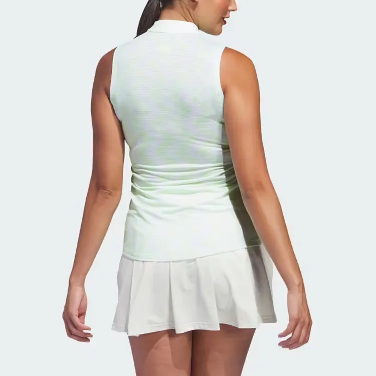Adidas Women's Ultimate365 Ottoman Printed Sleeveless Polo Shirt White-2