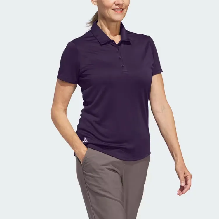 Adidas Solid Performance Short Sleeve Polo Shirt Polo Shirt Women's Dark Purple-3