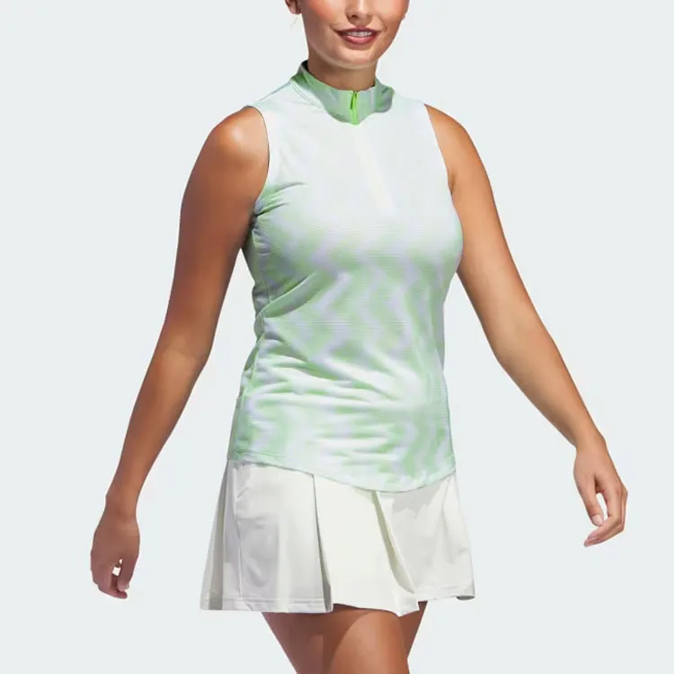 Adidas Women's Ultimate365 Ottoman Printed Sleeveless Polo Shirt White-3