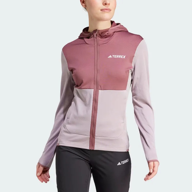 Adidas Terrex Xperior Light Fleece Hooded Jacket Jackets Coats Women's Pink-1