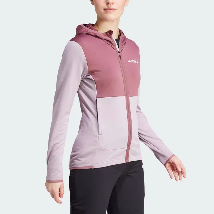 Adidas Terrex Xperior Light Fleece Hooded Jacket Jackets Coats Women's Pink-3