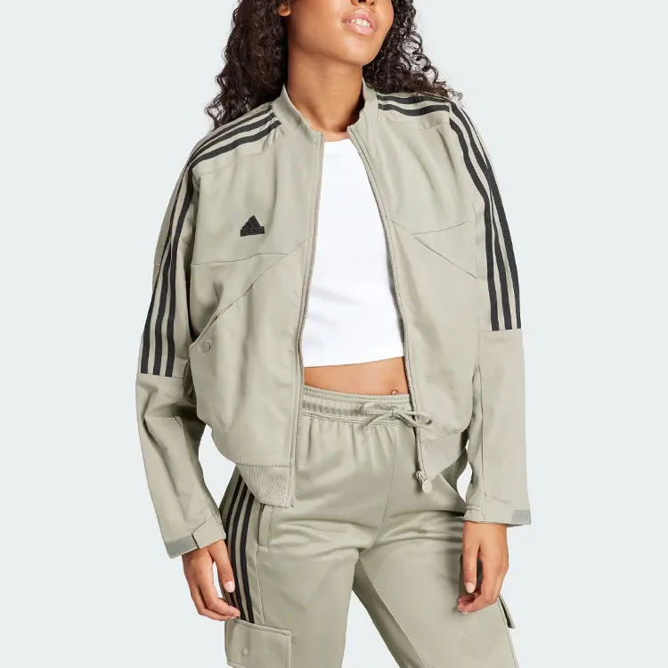 Adidas Tiro Material Mix Track Jacket Jackets & Coats Women's Pebble Gray-4
