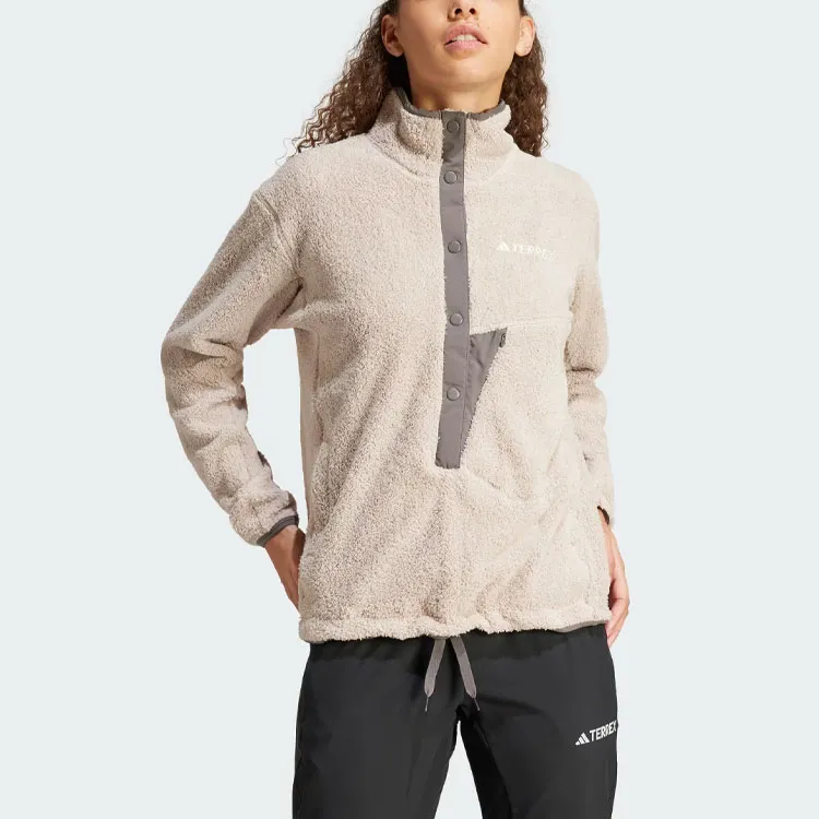 Adidas Terrex Xploric High-Pile-Fleece Pullover Velvet-feel Coat Women's Beige-1
