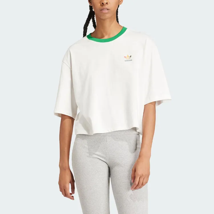 adidas originals Women'ss Logo Print Crewneck Sport T-Shirt White-2