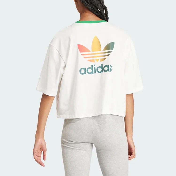 adidas originals Women'ss Logo Print Crewneck Sport T-Shirt White-3