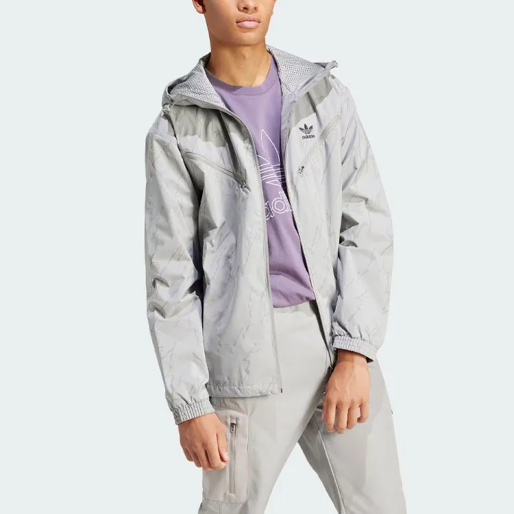 Adidas Originals Montreal Print Windbreaker Jackets Coats Men's Pure Gray-2