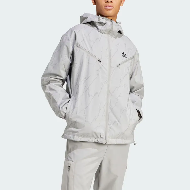 Adidas Originals Montreal Print Windbreaker Jackets Coats Men's Pure Gray-4