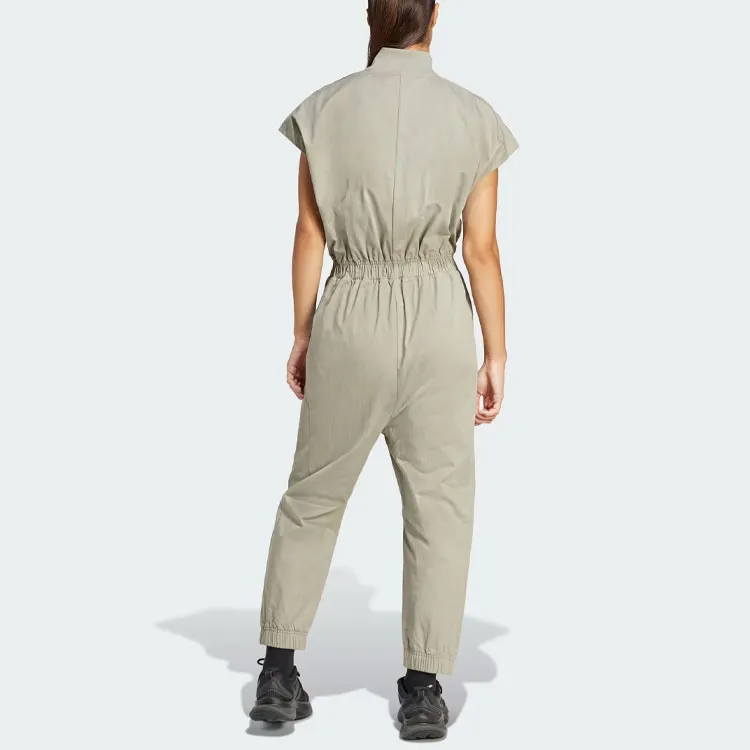 Adidas Tiro Woven Loose Jumpsuit Jumpsuit Women's Egg Stone Silver Gray-3