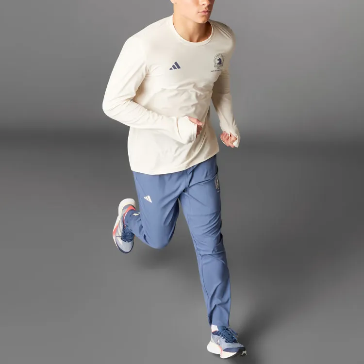 Adidas Boston Marathon 2024 Own The Run Long Sleeve Tee T-Shirt Men's Ecru-4