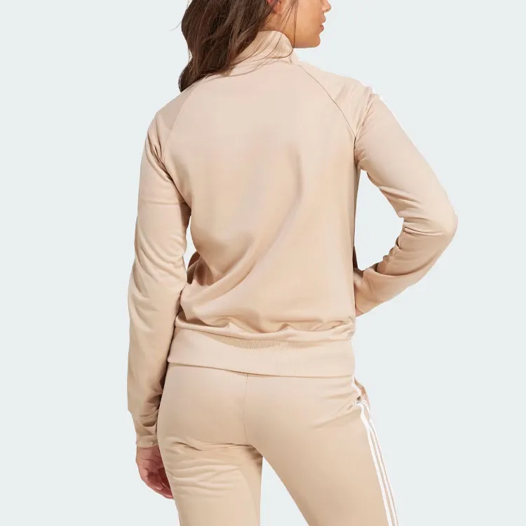 Adidas Primegreen Essentials Warm Up Slim 3 Stripes Track Jacket Retro Sports Jackets & Coats Women's Khaki-2