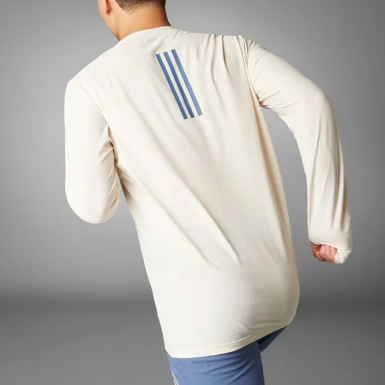 Adidas Boston Marathon 2024 Own The Run Long Sleeve Tee T-Shirt Men's Ecru-2