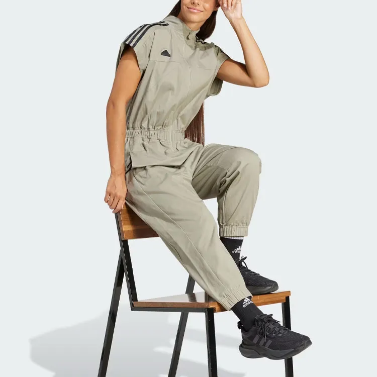 Adidas Tiro Woven Loose Jumpsuit Jumpsuit Women's Egg Stone Silver Gray-4