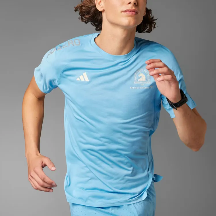 Adidas Boston Marathon 2024 Adizero Running Tee T-Shirt Men's Blue-1