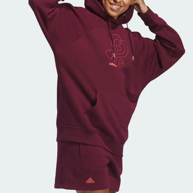 Adidas All Szn Valentine's Day Pullover Hoodie Sweatshirt Women's Maroon-3