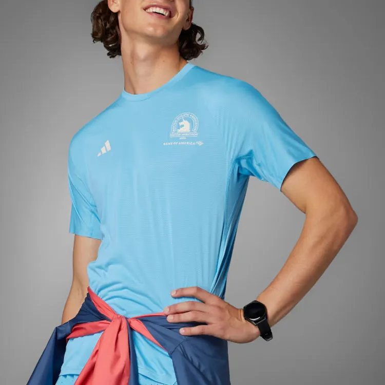 Adidas Boston Marathon 2024 Adizero Running Tee T-Shirt Men's Blue-3