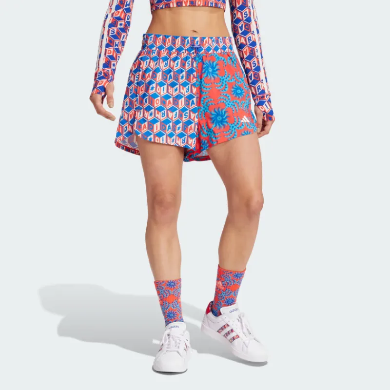 Adidas x FARM RIO Pacer Shorts Athletic Trousers Women's Red Blue Multicolor-1
