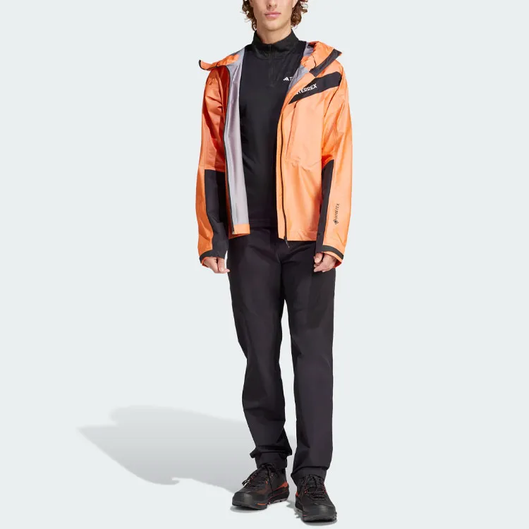 Adidas Terrex Techrock Light Gore Tex Active Jacket Jackets Coats Men's Half Impact Orange-4