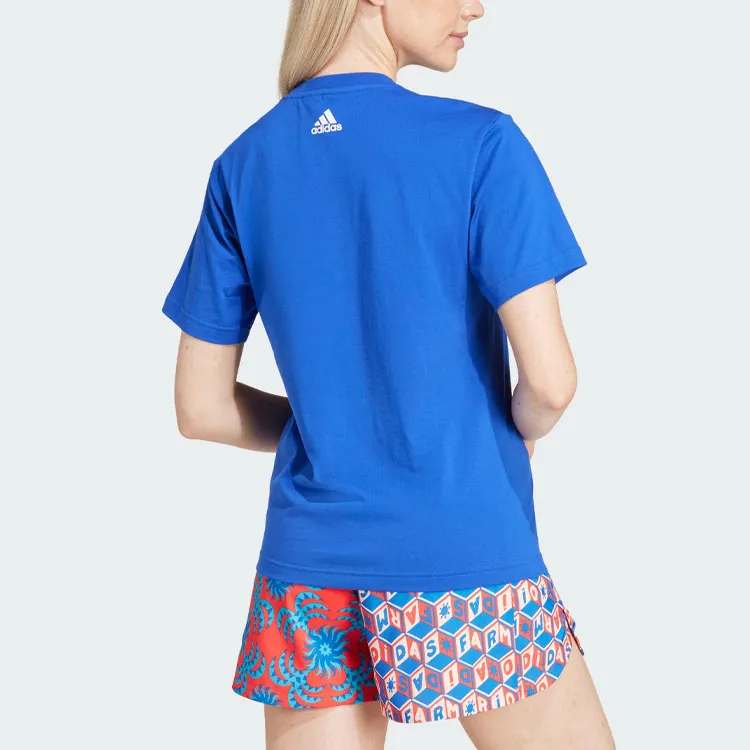 Adidas x FARM RIO Drop Shoulder Sleeve T Shirt Women's Blue-2