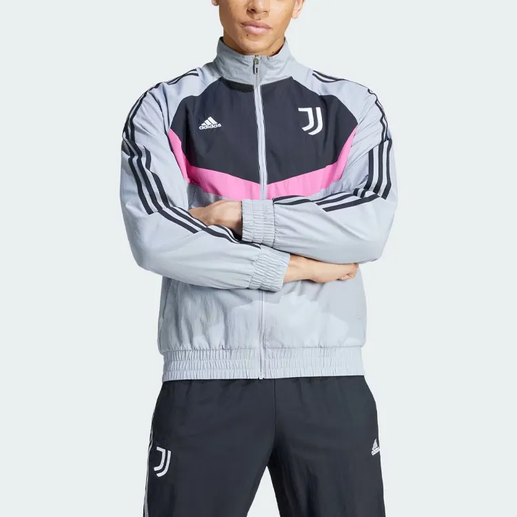 Adidas Juventus Woven Track Top Retro Sports Stand Collar Jackets Men's Radiant Silver-2