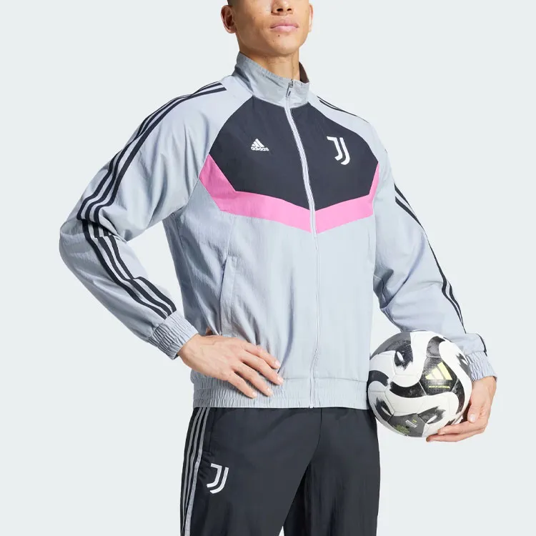 Adidas Juventus Woven Track Top Retro Sports Stand Collar Jackets Men's Radiant Silver-1