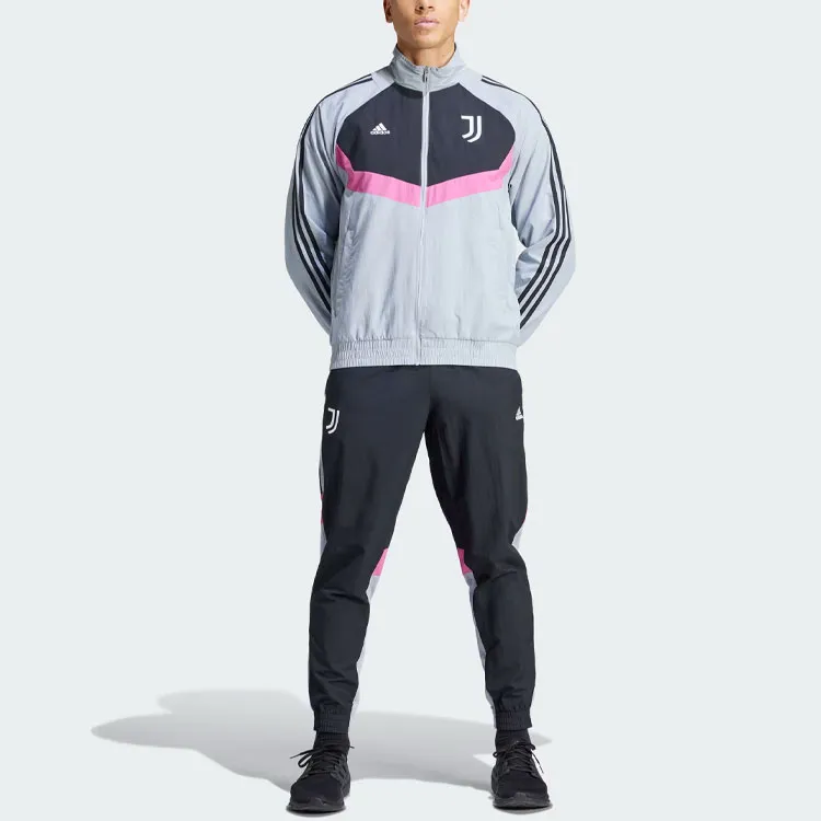 Adidas Juventus Woven Track Top Retro Sports Stand Collar Jackets Men's Radiant Silver-3