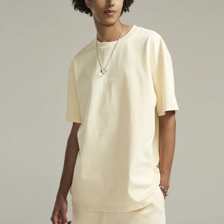 NBA Drop Shoulder Sleeve T-Shirt Unisex Cream Beige-4