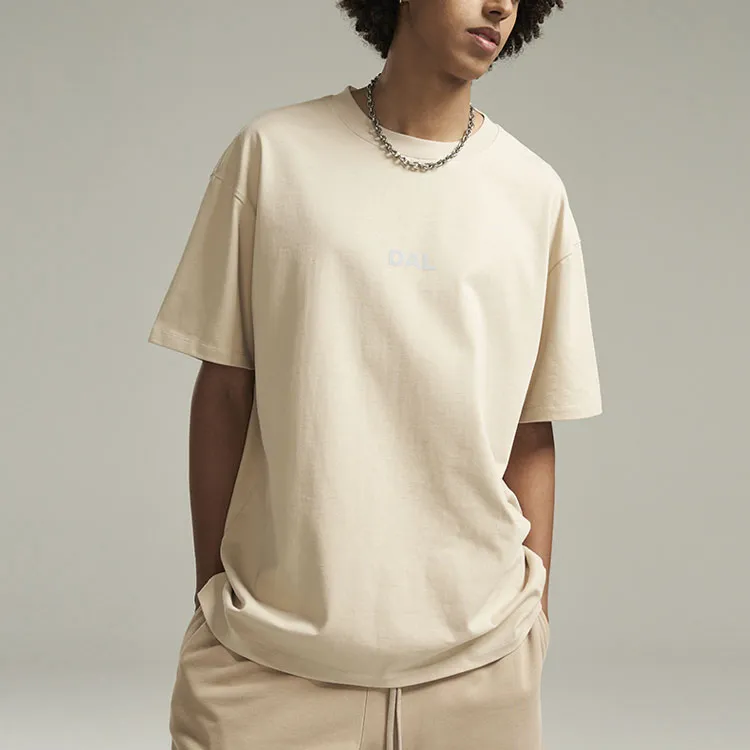 NBA Drop Shoulder Sleeve T Shirt Unisex Beige Khaki-3