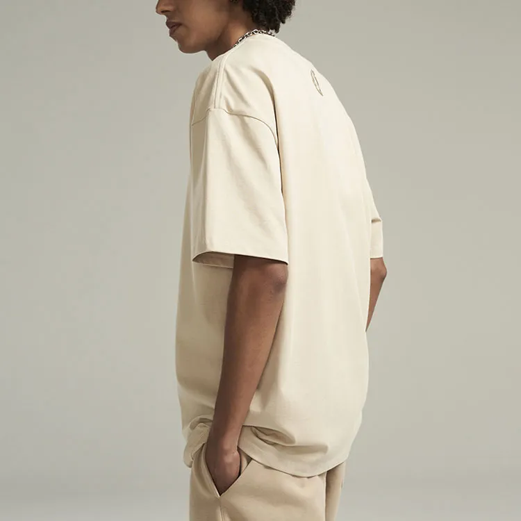 NBA Drop Shoulder Sleeve T Shirt Unisex Beige Khaki-6