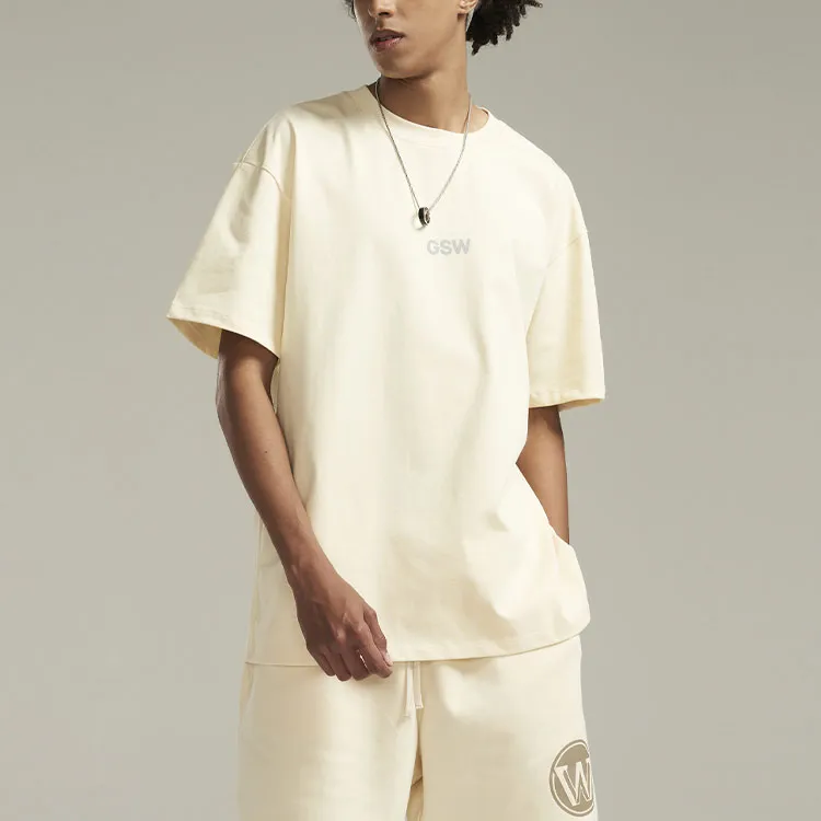 NBA Drop Shoulder Sleeve T-Shirt Unisex Cream Beige-2