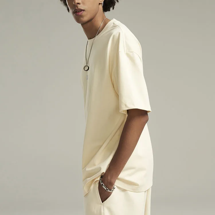 NBA Drop Shoulder Sleeve T-Shirt Unisex Cream Beige-5