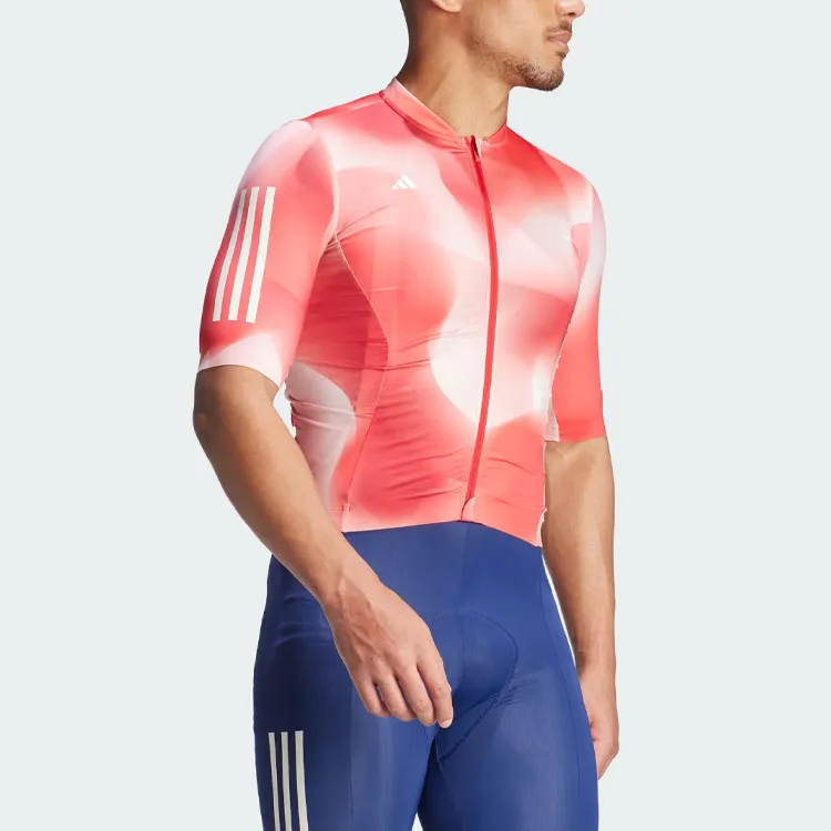Adidas Tempo 3-Stripes Nature Art Cycling Jersey Cycling Clothing Men's Scarlet-4