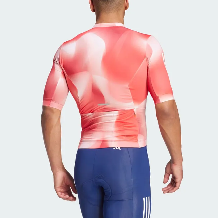 Adidas Tempo 3-Stripes Nature Art Cycling Jersey Cycling Clothing Men's Scarlet-2