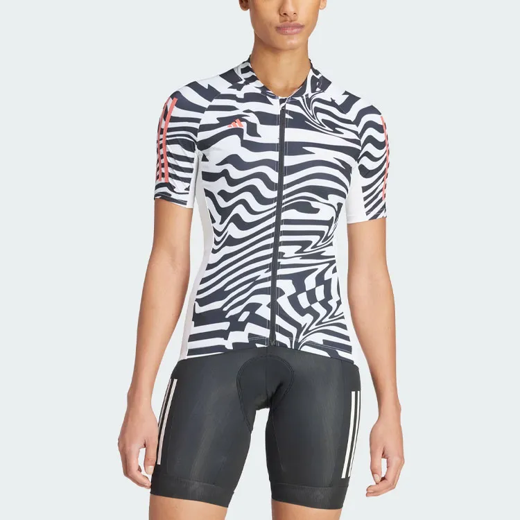 Adidas Essentials 3-Stripes Fast Zebra Cycling Jersey Cycling Clothing Women's Black White-1