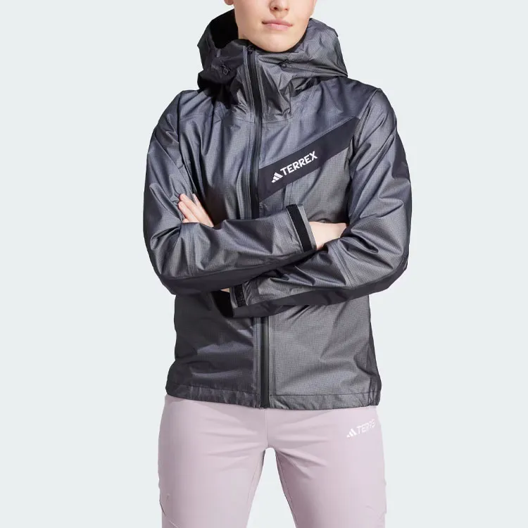 Adidas Terrex Techrock Light Gore-Tex Active Rain Jacket Jackets Coats Women's Carbon Black-1