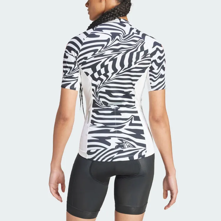Adidas Essentials 3-Stripes Fast Zebra Cycling Jersey Cycling Clothing Women's Black White-2