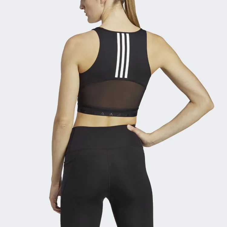 Adidas Aeroready Hyperglam Crop Tank Top Sport Vests Women's Black-2