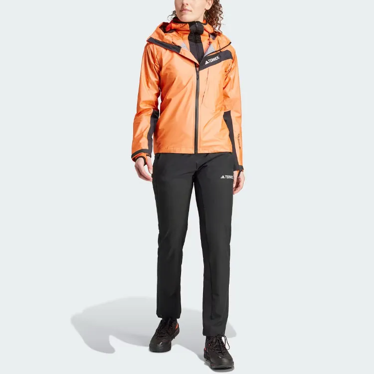 Adidas Terrex Techrock Light Gore-Tex Active Rain Jacket Jackets Coats Women's Semi-Impact Orange-3