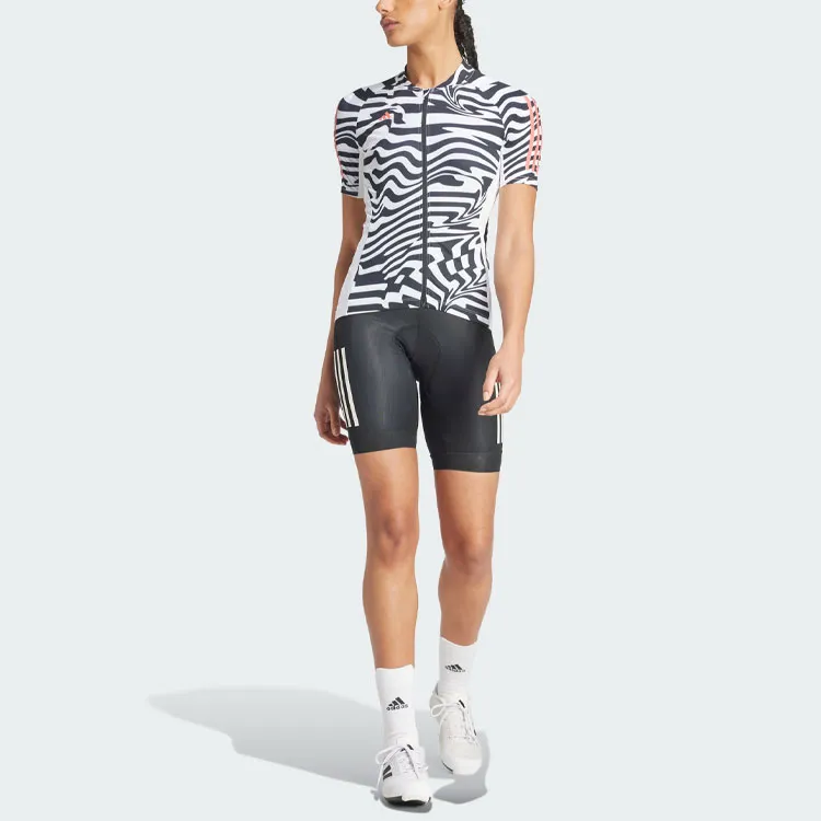 Adidas Essentials 3-Stripes Fast Zebra Cycling Jersey Cycling Clothing Women's Black White-3