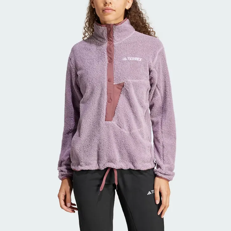 Adidas Terrex Xploric High-Pile-Fleece Pullover Velvet-feel Coat Women's Purple-1