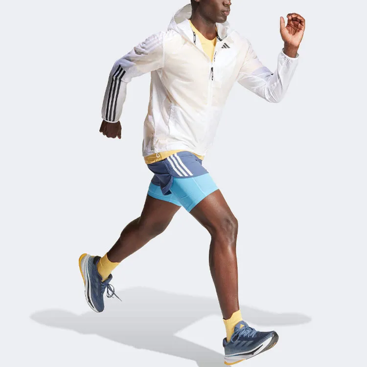 Adidas Own The Run 3 Stripes 2 In 1 Shorts Sports Shorts Men's Blue-3