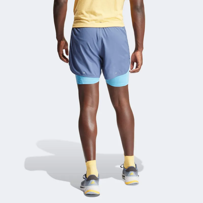Adidas Own The Run 3 Stripes 2 In 1 Shorts Sports Shorts Men's Blue-2