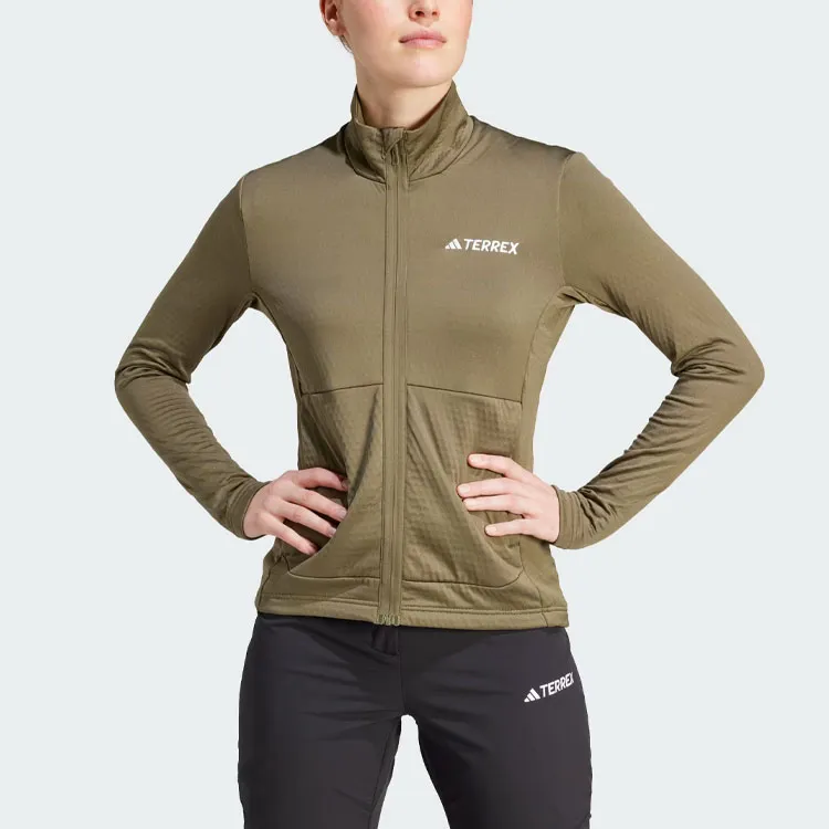 Adidas Women's Terrex Multi Half Zip Long Sleeve Long Sleeve Top Olive Strata-2