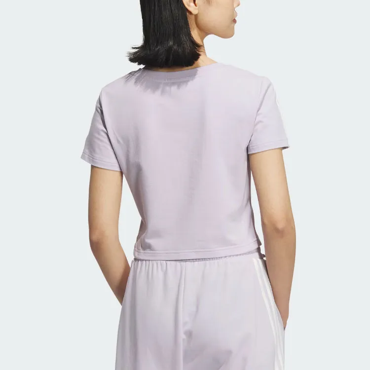 Adidas Set in Sleeve T Shirt Women's Silver Purple-2