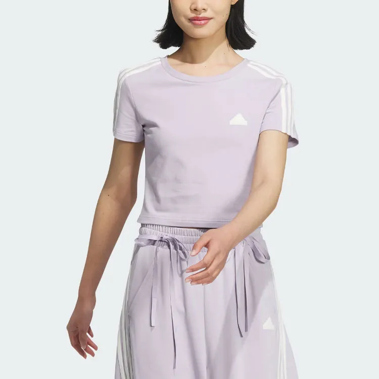 Adidas Set in Sleeve T Shirt Women's Silver Purple-1